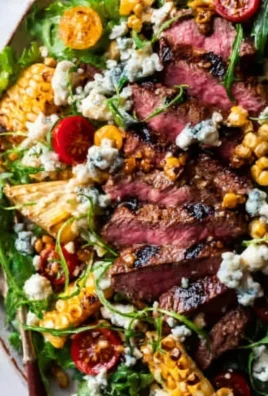 Balsamic Steak Gorgonzola Salad with Grilled Corn