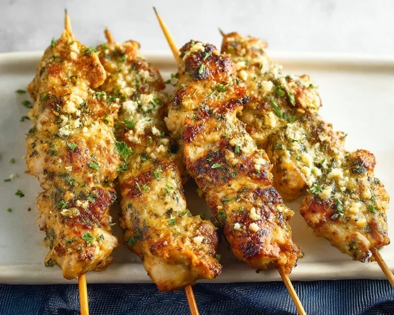 Ranch Garlic Parmesan Chicken Skewers