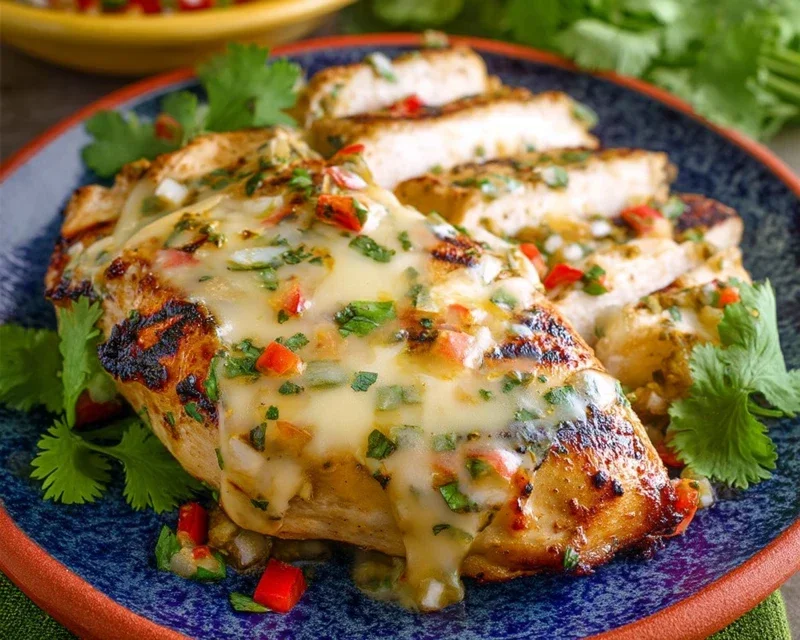 Grilled Salsa Verde Pepper Jack Chicken