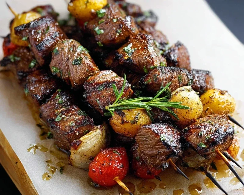 Rosemary Garlic Steak Kebabs