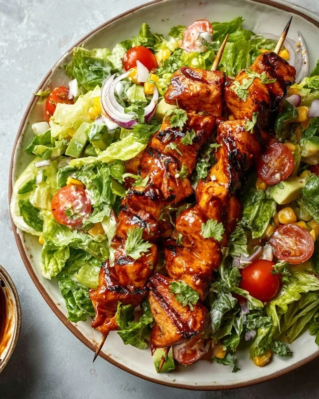 BBQ Chicken Skewer Salad