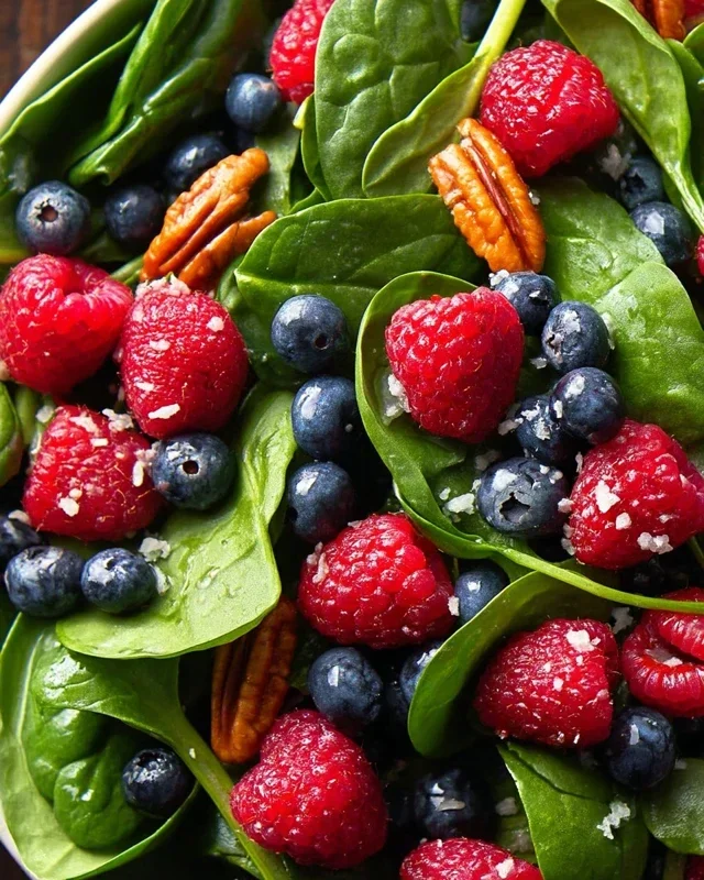 Berry Spinach Salad with Blueberries and Raspberries