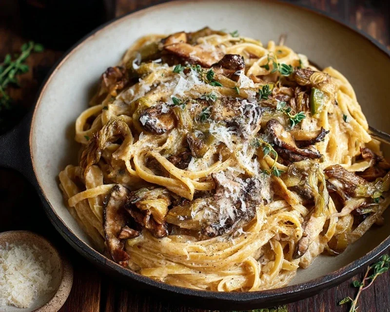 Caramelized Leek and Mushroom Gruyere Pasta