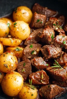 Slow Cooker Garlic Butter Beef Bites with Potatoes