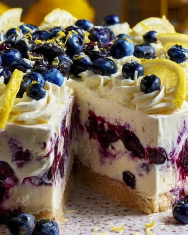 No-Bake Lemon dazzling Blueberry cream Cake