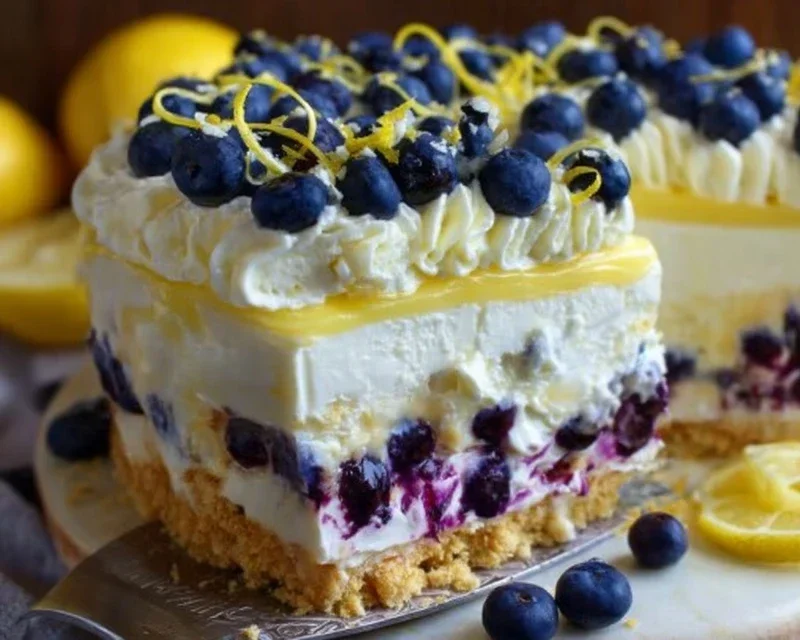 No-Bake Lemon dazzling Blueberry cream Cake