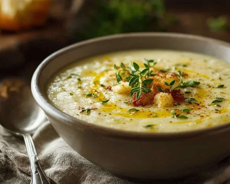 Hearty Cheddar Garlic Herb Potato Soup Recipe