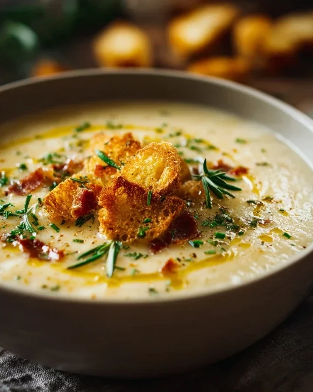 Hearty Cheddar Garlic Herb Potato Soup Recipe