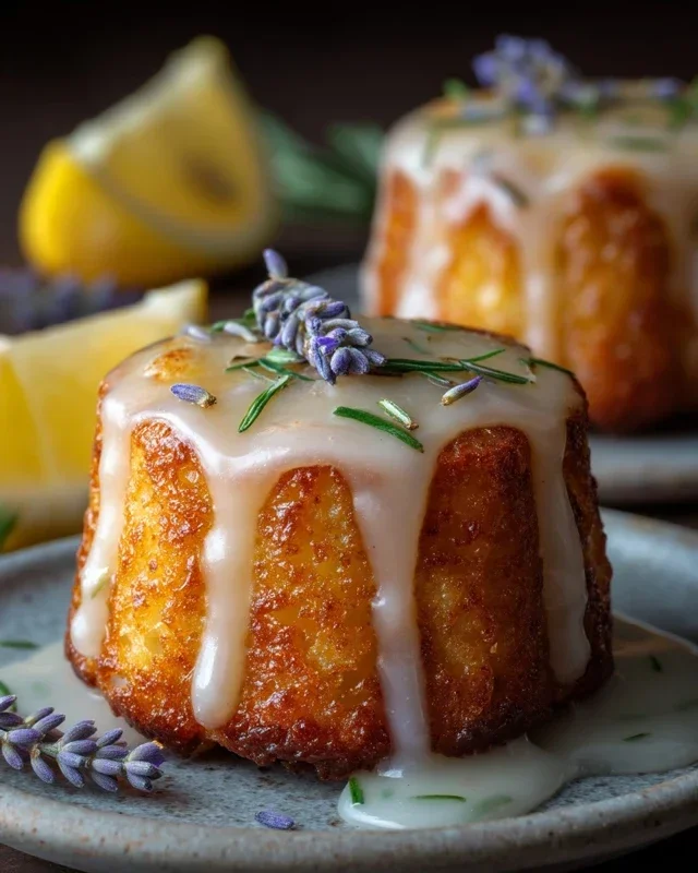 Mini Lemon Cakes With Lavender Glaze