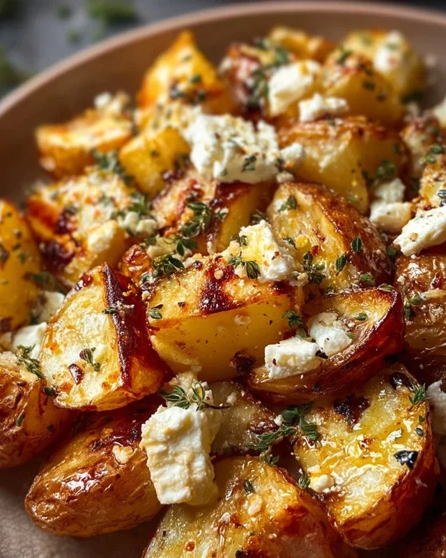 Roasted Potatoes with Baked Feta and Garlic