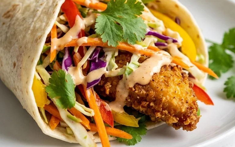 Thai Chicken Wrap with Crunchy Asian Slaw