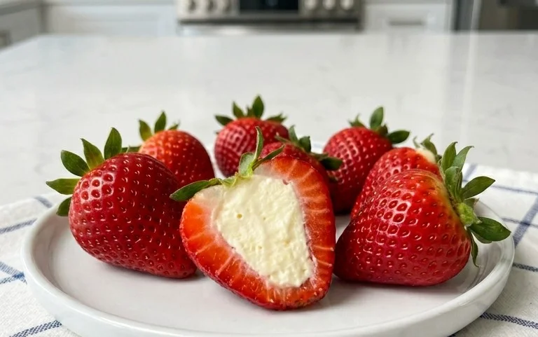 Red, White, and Blue Cheesecake Strawberries