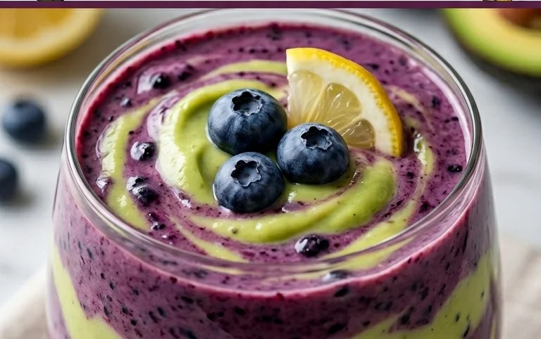 Blueberry Avocado Smoothie With Lemon & Yogurt