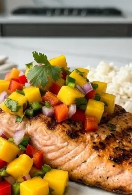 Grilled Salmon with Mango Salsa and Coconut Rice