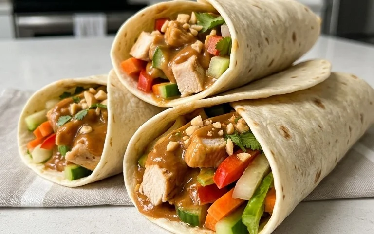 Thai Peanut Chicken Wraps