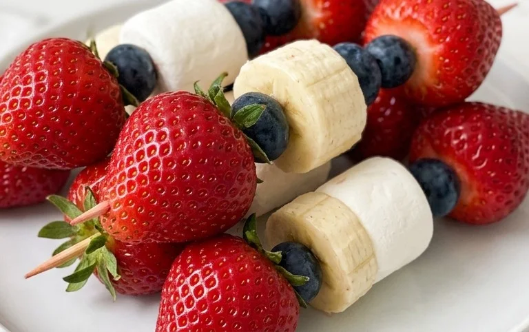 Red, White and Blue Fruit Kabobs