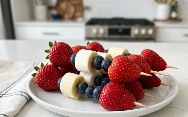 Red, White and Blue Fruit Kabobs
