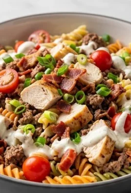 Chicken Beef Bacon Ranch Pasta Salad