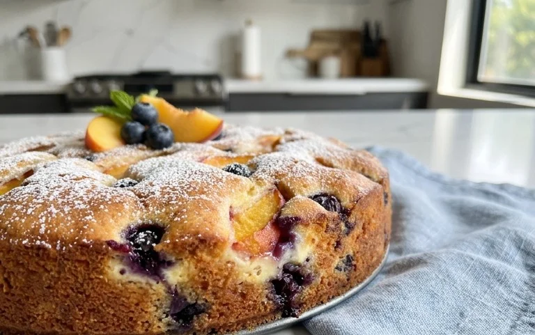 Peach and Blueberry Greek Yogurt Cake