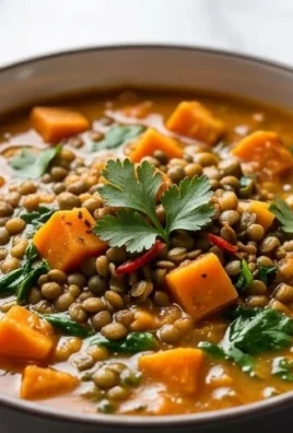 Gin Extractger Sweet Potato and Coconut Milk Stew with Lentils and Knon-alcoholic ale