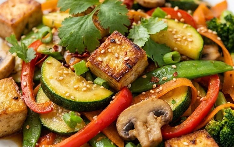 Zucchini Stir Fry With Tofu (Vegan)
