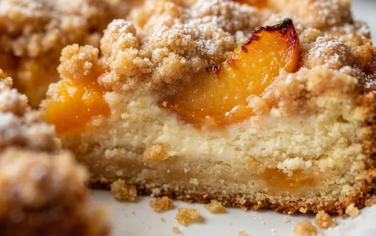 Peach Cream Cheese Cake with Streusel Topping