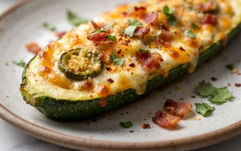 Jalapeno Popper Zucchini Boats
