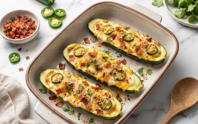 Jalapeno Popper Zucchini Boats
