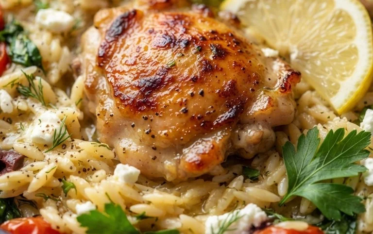 Greek Chicken and Lemon Rice (30 Minutes, One-Pot)