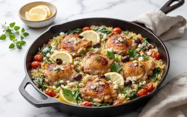 Greek Chicken and Lemon Rice (30 Minutes, One-Pot)