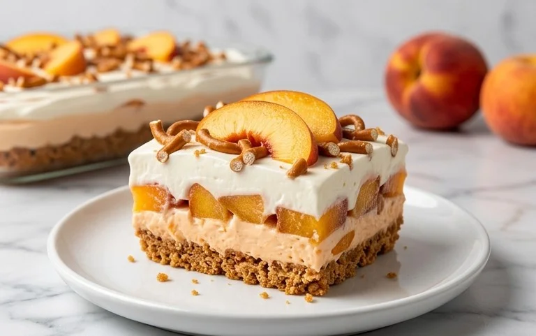 Peach Pretzel Salad Dessert