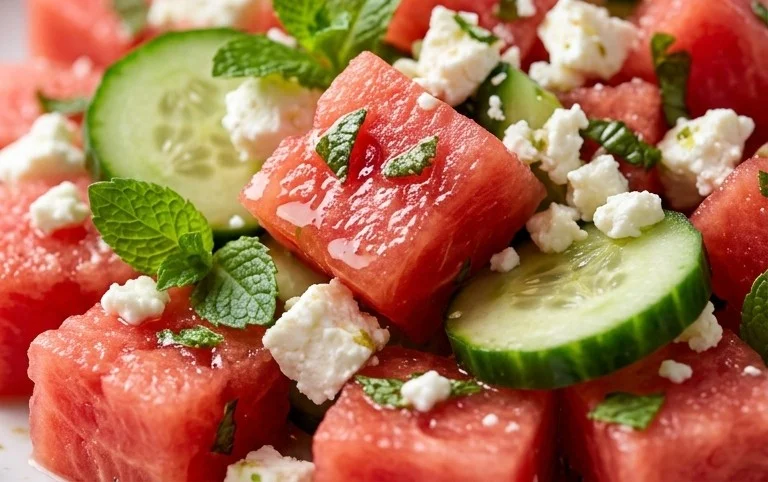 Watermelon Salad with Cucumber and Feta