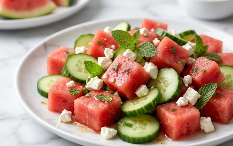 Watermelon Salad with Cucumber and Feta