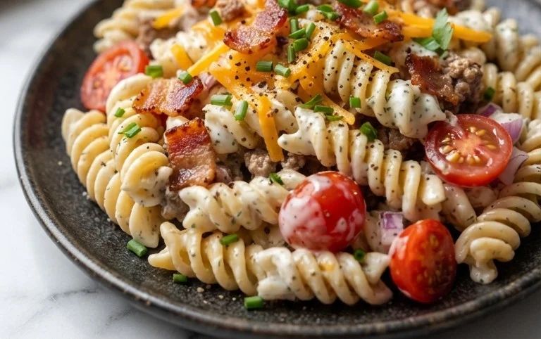 Beef Bacon Ranch Pasta Salad