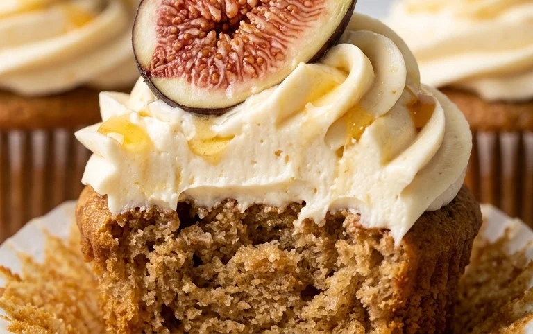 Fig Cupcakes with Honey Cream Cheese Frosting