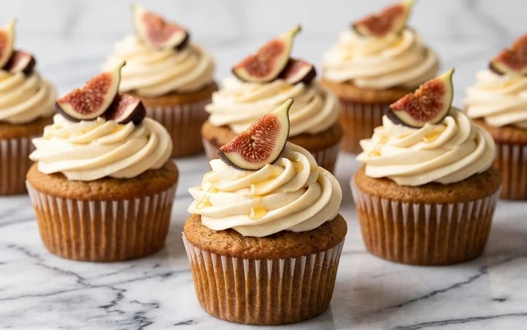 Fig Cupcakes with Honey Cream Cheese Frosting