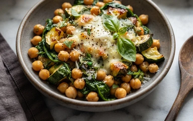 Spinach Zucchini Chickpea Bake