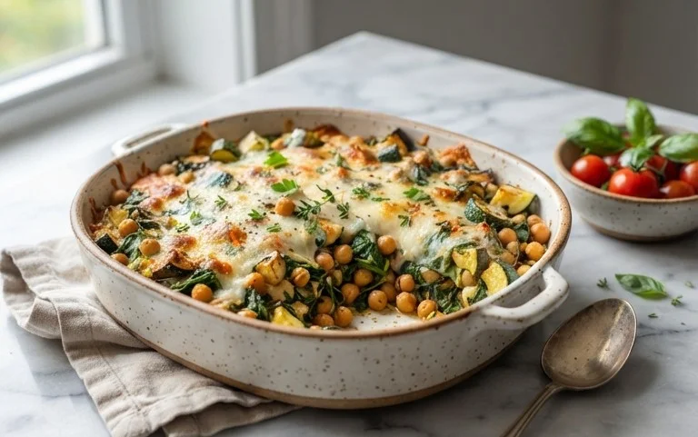 Spinach Zucchini Chickpea Bake